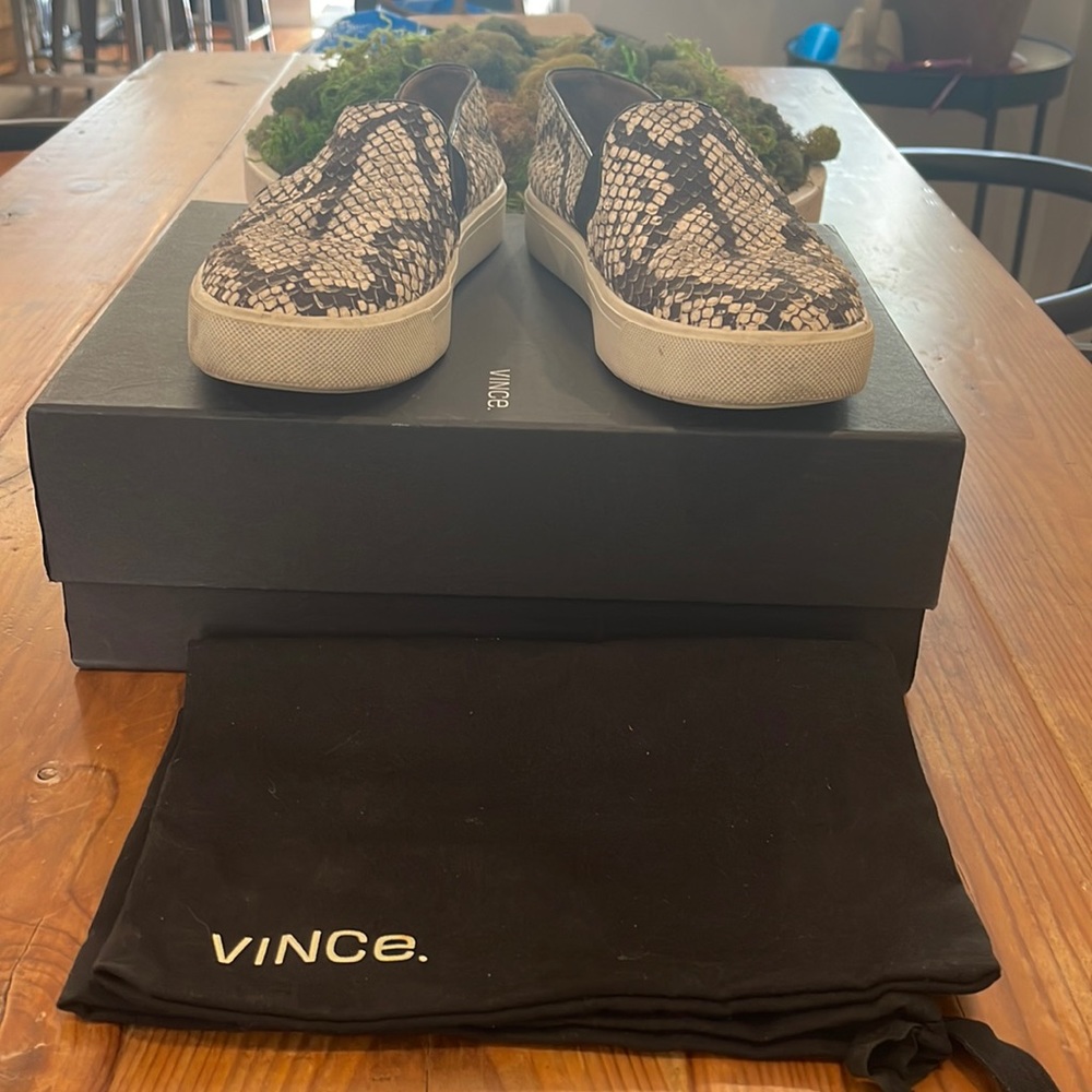 Vince slide on sneakers. Faux snake skin.